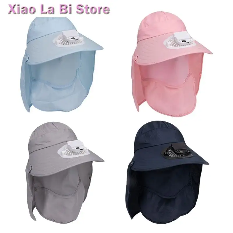 

XXFD Large Brims USB Cooling Fan Hat with Removable Face Cover and Neck Flap for Outdoor Fishing Hiking Activity Accessory