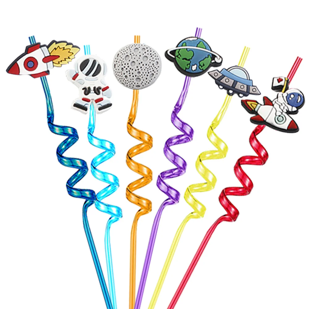 

Space Birthday Favors Straws for Kids Outer Space Theme Party Decorations Solar System Astronaut Rocket Planets Drinking Straws