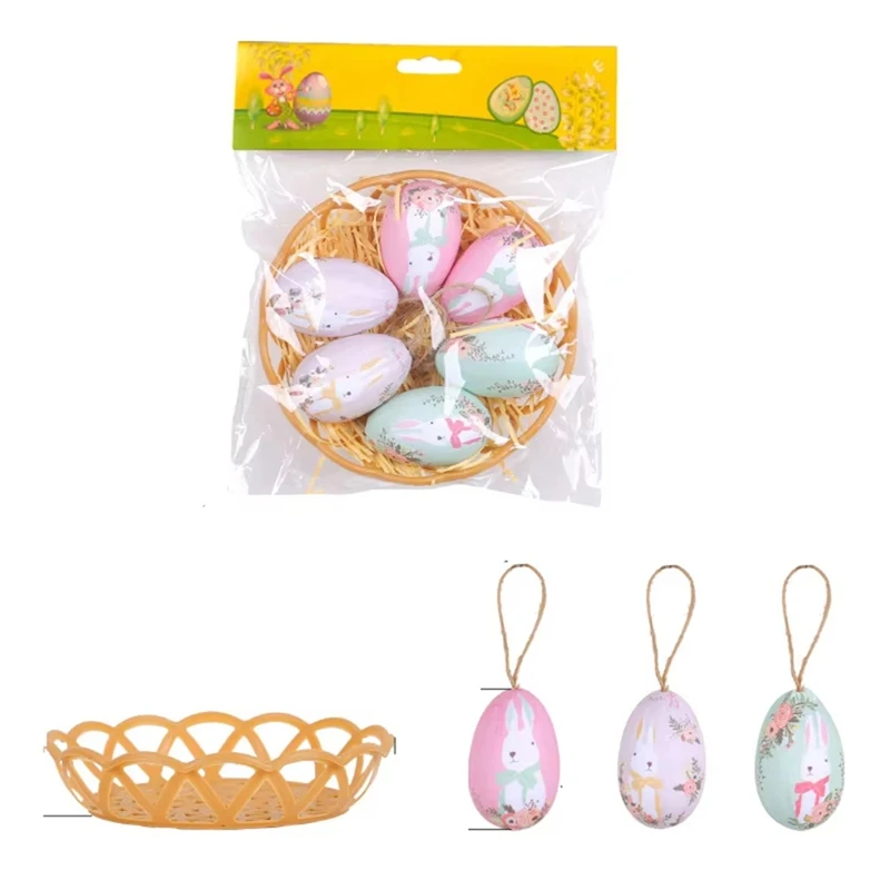 ABUL-Easter カラフルな卵バスケット、イースターパーティーの装飾用の吊り下げオーナメントとペンダント、理想的な子供へのギフト