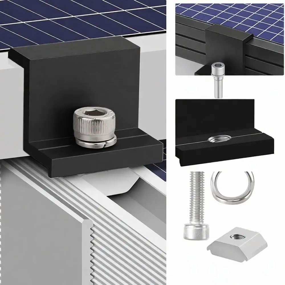 Aluminum Alloy Photovoltaic Bracket Clamps Black Oxidized Solar Panel Mounting Hardware Roof Fixed Utility Installation Kit