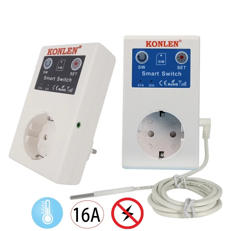 New 16A GSM SMS Smart Power Socket Outlet Temperature Sensor Controller Plug Intelligent Relay Switch Home Automation Remote