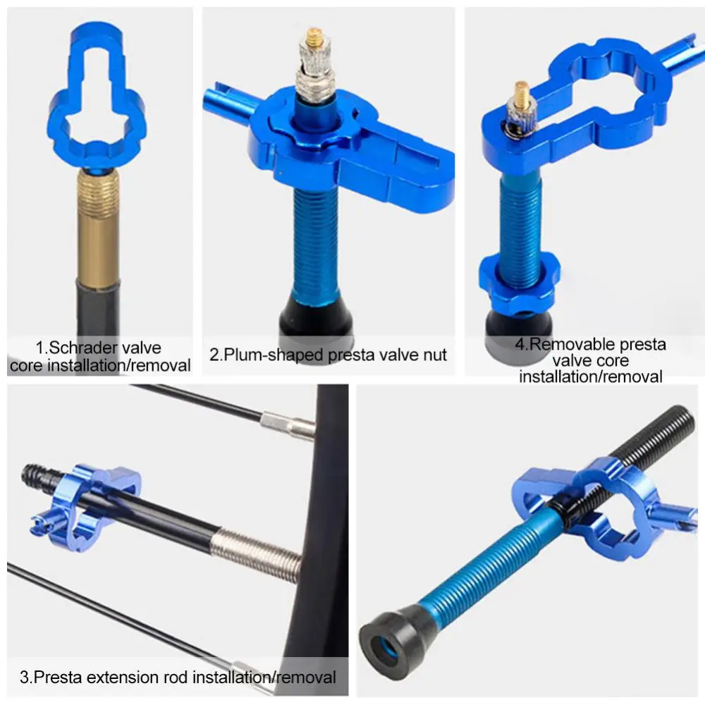 4 IN 1 Portable Bicycle Valve Wrench Multifunction Schrader Presta Valve Core Disassembly Installation Tools For MTB Road Bike