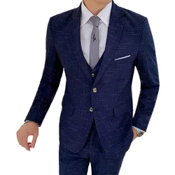 Traje De Hombre Elegante (Blazer+ Vest + Pants) Men's Fashion Business Korean Wedding Casual Business Wear Elegant Man Suit