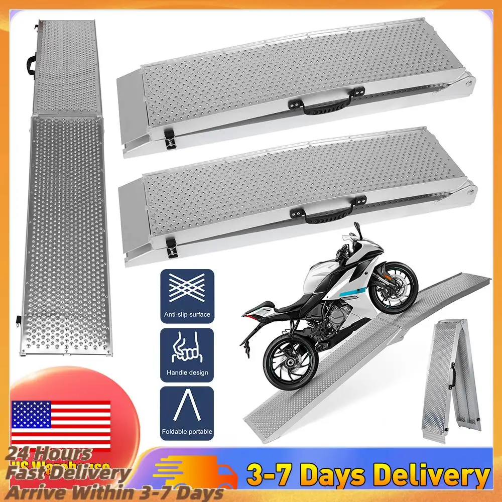 

2Pcs 85inch Aluminum Folding Loading Ramps with Handle Portable Foldable Truck Loading Ramps for Pickup Trucks Motorcycle