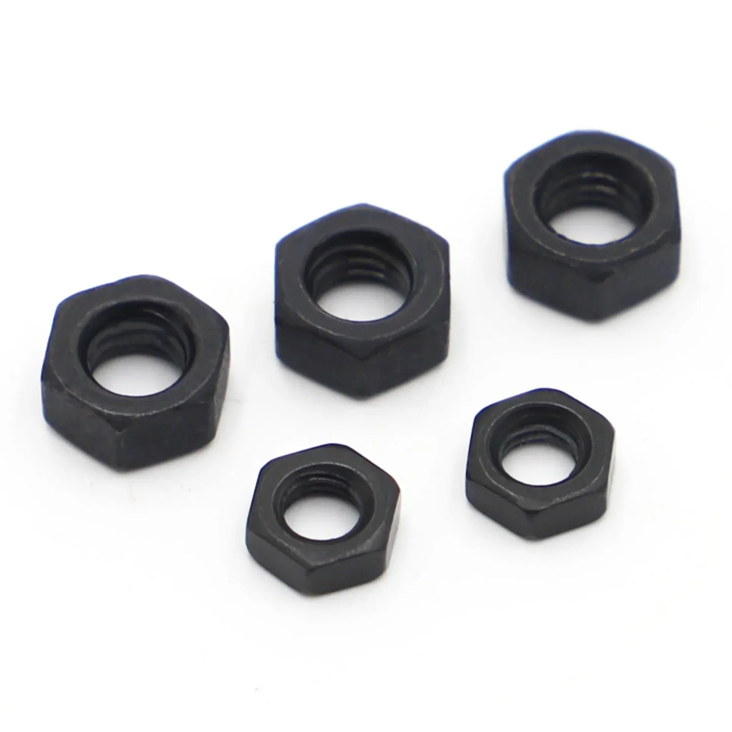 1/2/5/10/50pcs DIN934 Hexagon Nut M2 M2.5 M3 M3.5 M4 M5 M6 M8 M10 M12 M16 M18 M22 M24 Black Grade 8.8 steel Hex Nut