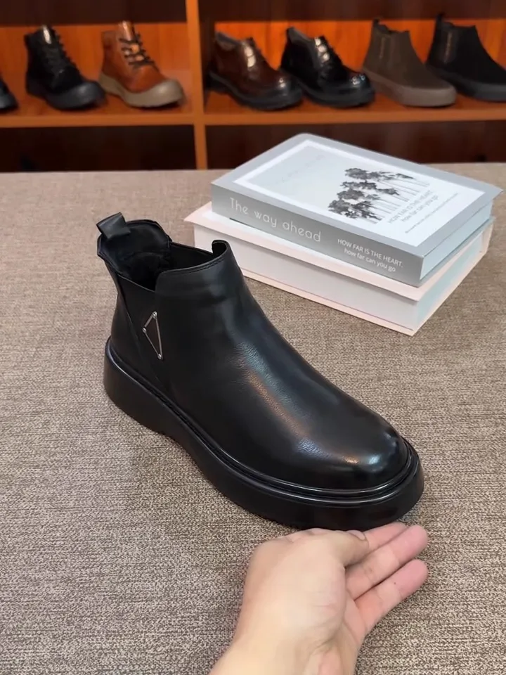 Men's Winter Casual Comfortable Pure Leather Shoes with Fleece  Fashionable Versatile High-End Feeling Handsome