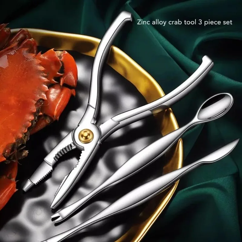 6PCS Stainless Steel Seafood Tools Set Ergonomic Crab Cracker Knife Spoon Multi-Functional Shellfish Cracker Set with 2 Boxes