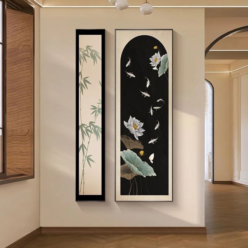 فرنسي، قديم، مدخل، لوحة زخرفية، أخضر، زهر البرقوق، طراز القرون الوسطى، ممر #4