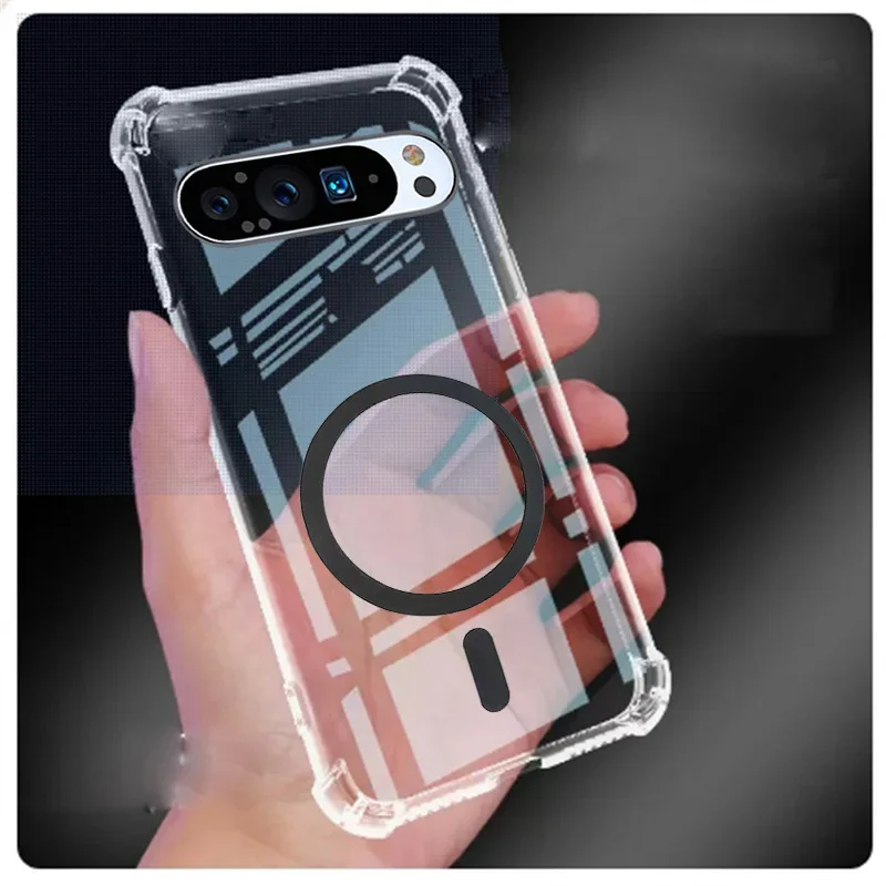 

Мягкий силиконовый прозрачный чехол для Google Pixel 9 9A Pro XL с поддержкой магнитного беспроводного зарядного устройства