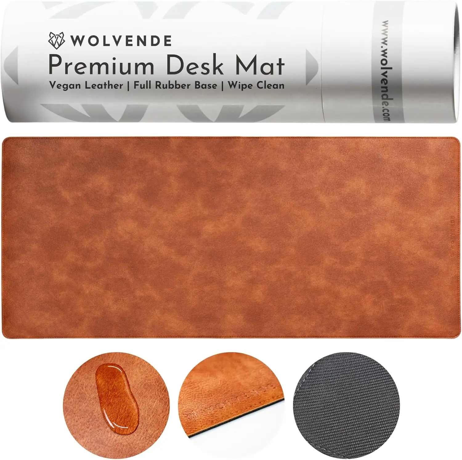 Premium Distressed Faux Vegan Leather Desk Mat | Multifunctional Desk Pad for Home Office | (Brown/Tan, 15.75 x 36)