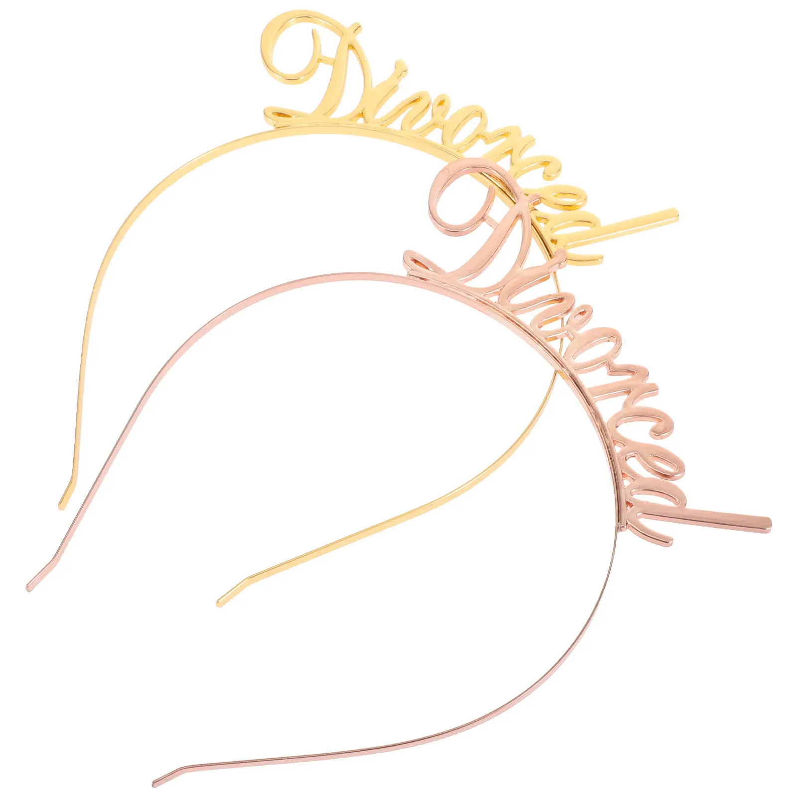 2Pcs Divorced Letter Hair Bands Alloy Material Smooth Shiny Elastic Headband for Women Party Decor Wedding Theme