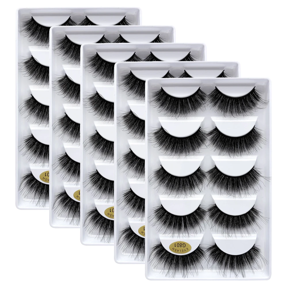 25 pairs 3D Mink Eyelashes wholesale Handmade Natural False Eyelashes Wispy Fluffy Long mink Lashes Makeup Eyelashes cilios g801