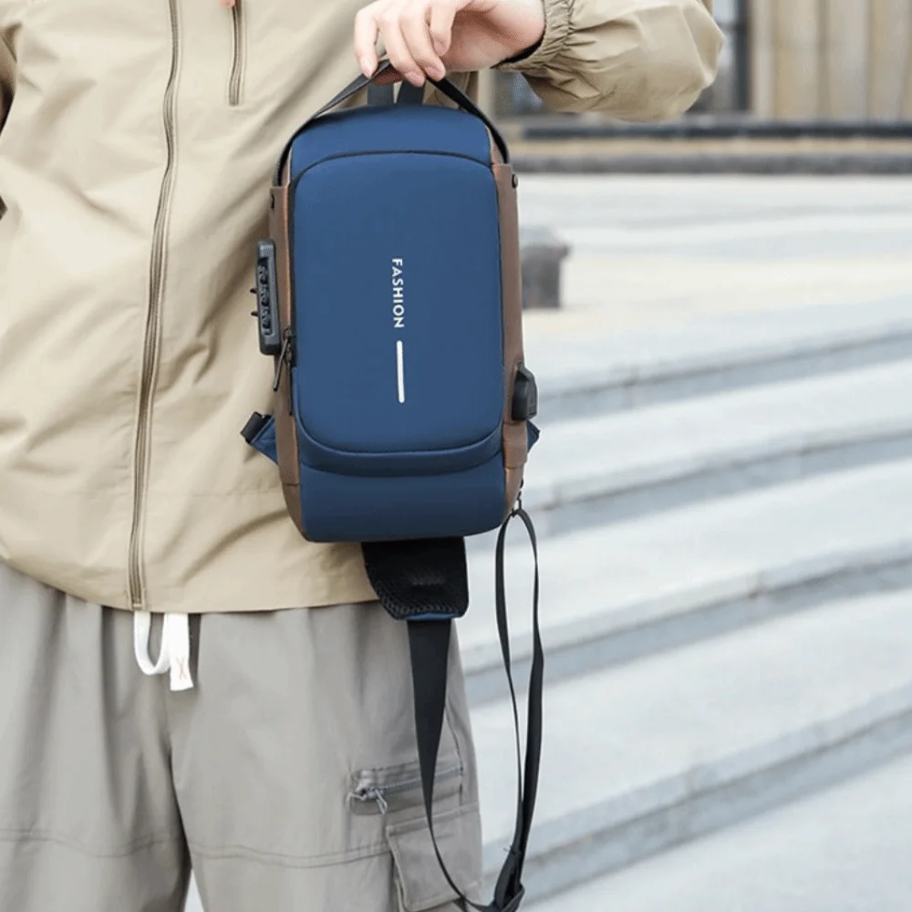 Anti-theft Men's Chest Bag Water Proof Large Capacity Male Multifuctional Shoulder Bag Multi-pocket Password Lock