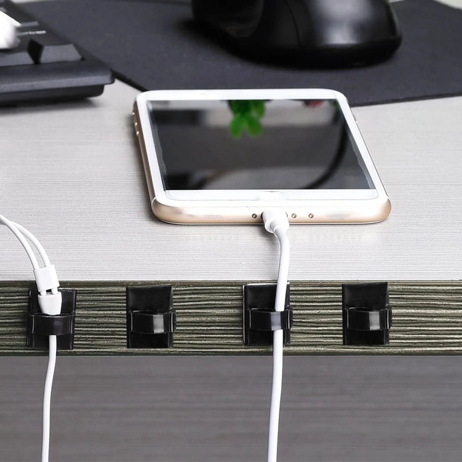 100 stuks zelfklevende kabelclips snoerorganisatoren met sterke kleverigheid voor thuiskantoor bureau kabelbeheer zwart wirwarvrij