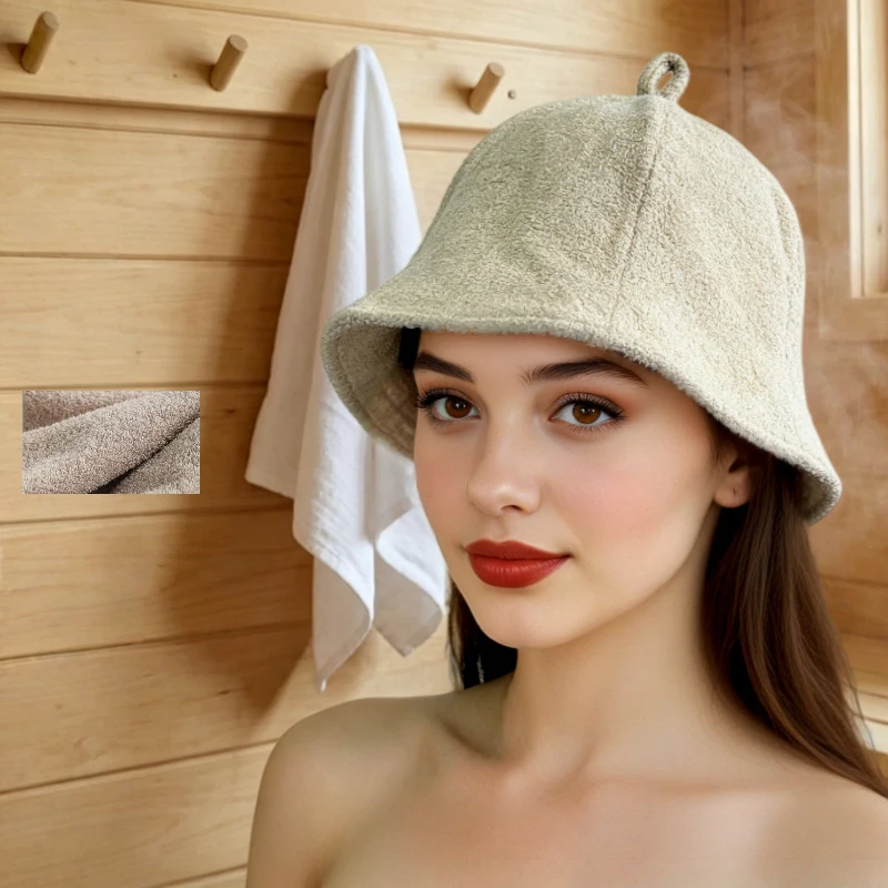 Sauna Hat Khaki Traditional Insulated Cap Thicken Heat Protection Sauna Steam Room Bathhouse Unisex Hair Cap Russian Bath Hat