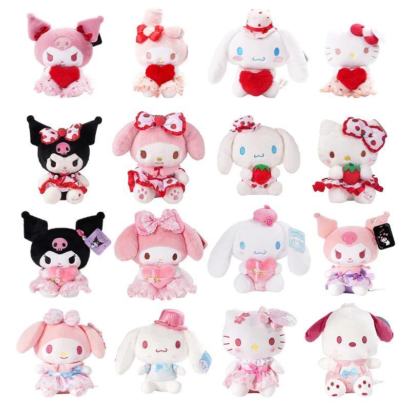 20cm Sanrio Cartoon Plush Toy Kawali Kuromi Hello Kitty My Melody Cinnamoroll Soft Stuffed Doll Pendant Toys Girl Kids Xmas Gift