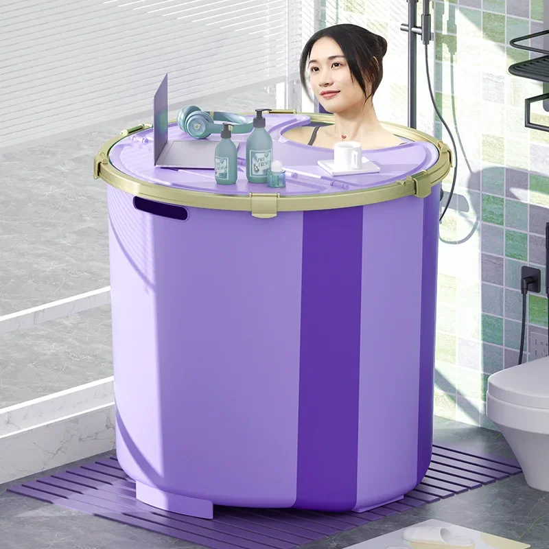 Portable Bathtub Athletes Adults Bath Bucket Freestanding Soaking Bathtub for Household Full-body Bathroom Constant Temperature