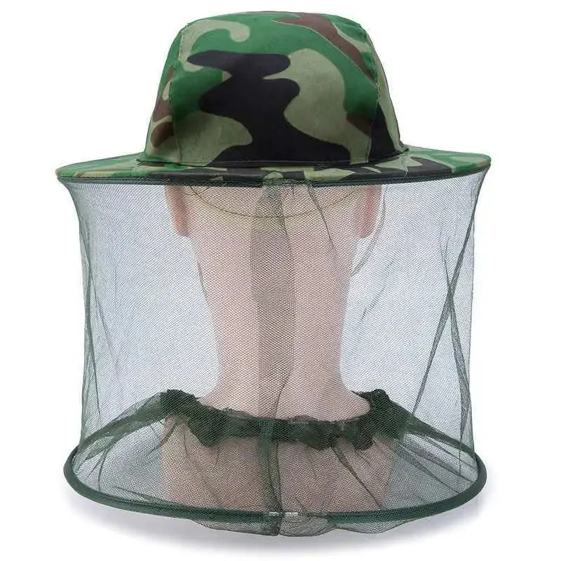 Night Fishing Repellent Mosquito Sun Caps Beekeeping Hat Breathable Sunshade Outdoor Camping Camouflage Mesh Shawl Hat Masks