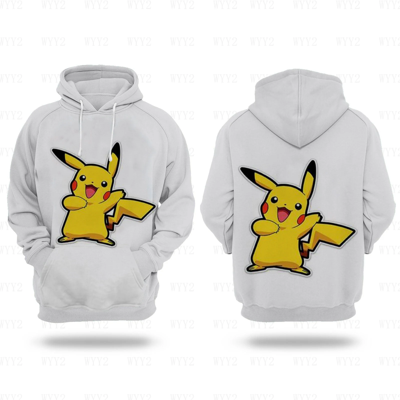 2024 Spring and Fall men's and women's hoodies, high quality Pikachu animated elements printed long sleeve tops, and wardrobes