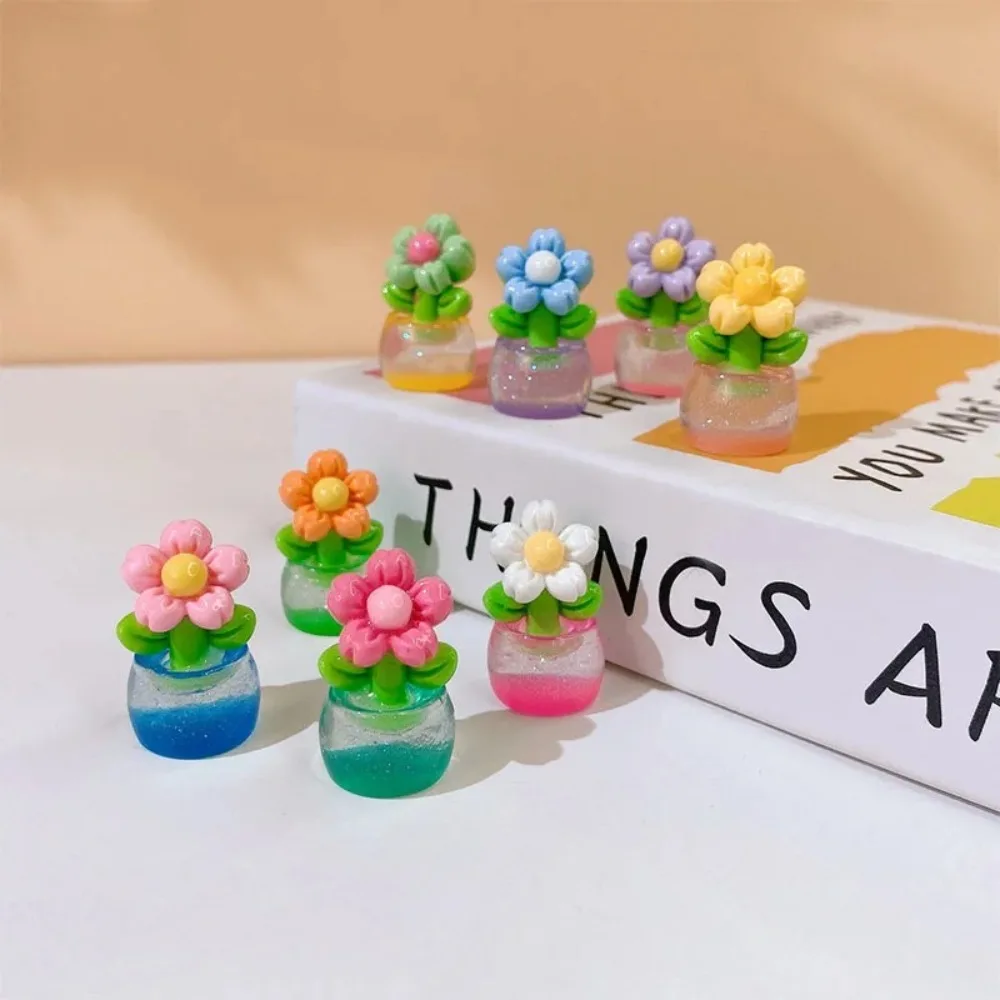 10pcs DIY Luminous Flower Potted Glow Decor Toys Resin Micro Landscape Landscape Decoration Desktop Mini Simulation Plants Car