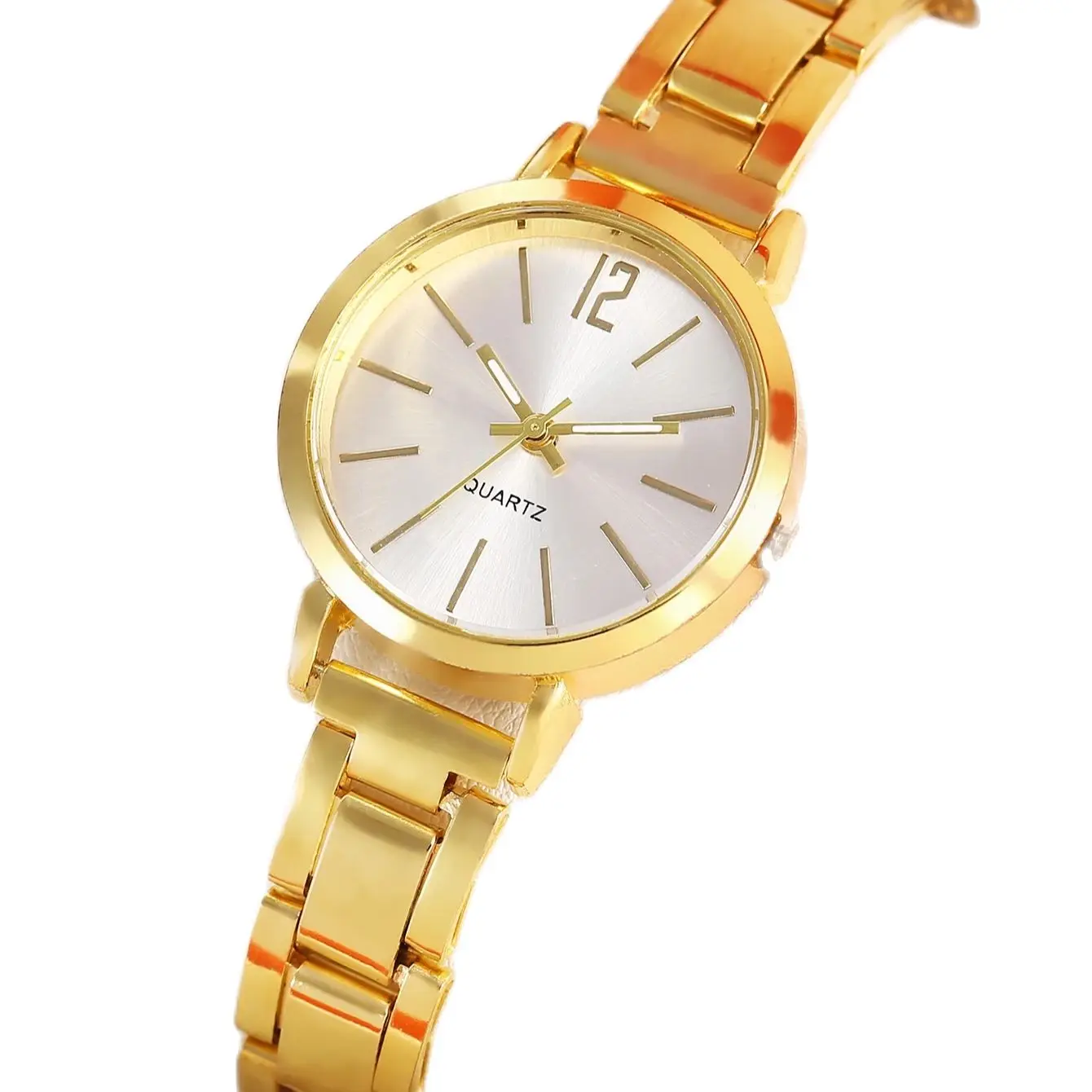 Fashion gold graduated compact women\'s quartz watch and LOVE bracelet set watch gift daily travel wear