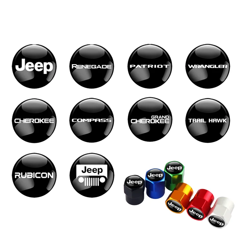 

Комплект из 4 защитных колпачков для ниппелей автомобильных шин, для Jeep Grand Cherokee, Wrangler JK, Gladiator, Compass, аксессуары