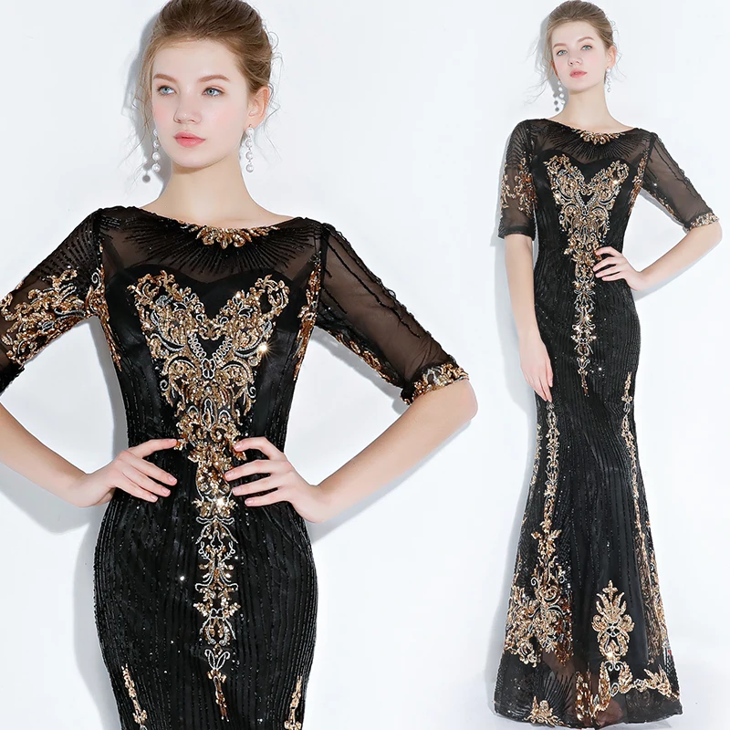 

Bla Long Evening Gown Women's Fi Tail Performance Dr Ele Host Dr Slimming Ele Strip Pattern Faionable