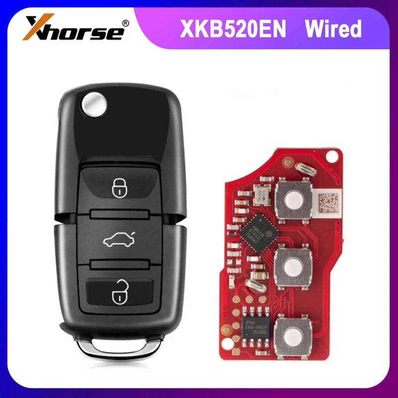 Xhorse XKB520EN 2nd Generation Wire Remote Key V2 VW B5 Flip 3 Buttons Wireless Programming English