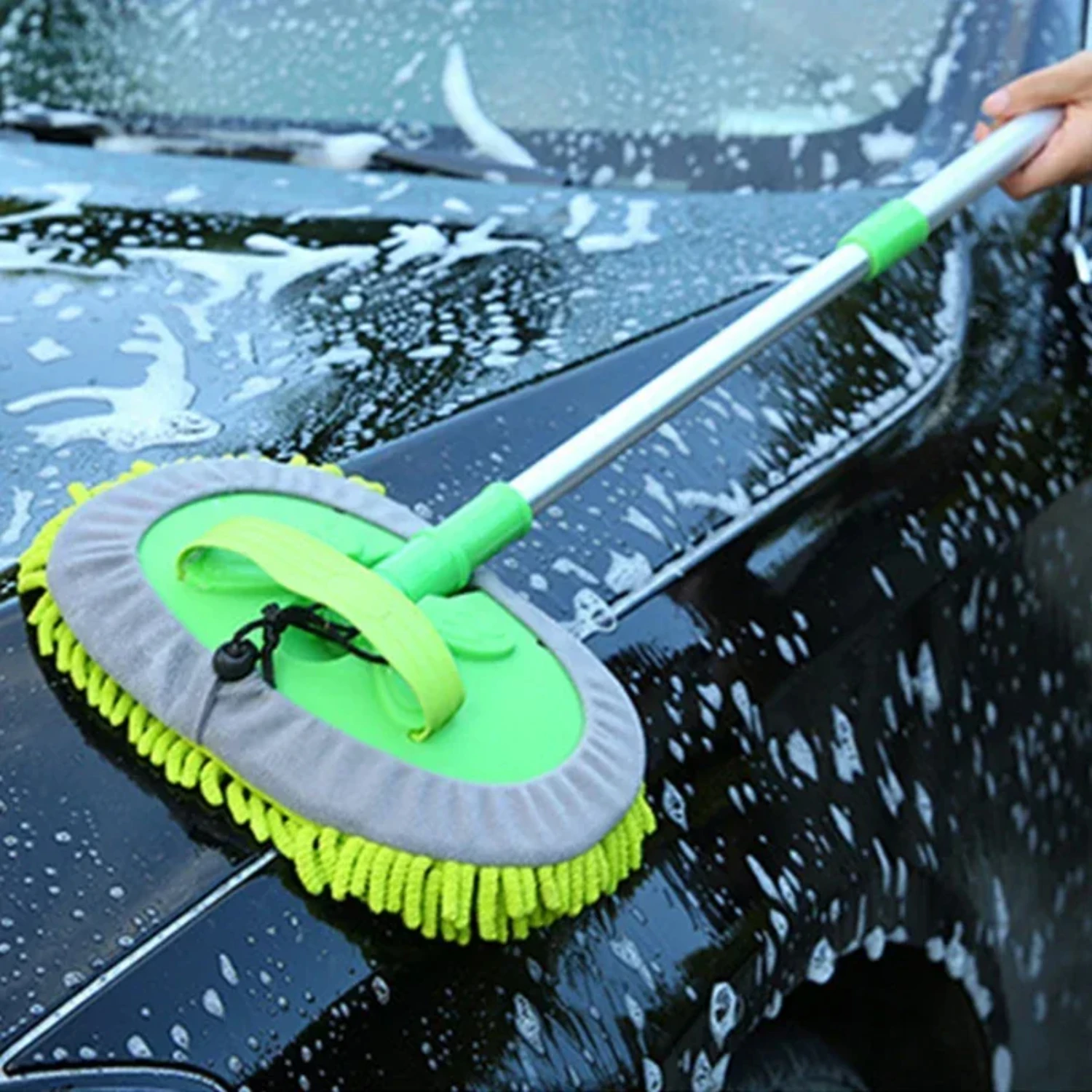 Upgrade Three Section Telescopic Car Washing Mop Super Absorbent Car Detailing Cleaning  Mop Window Wash Tool Dust Wax Mop Soft