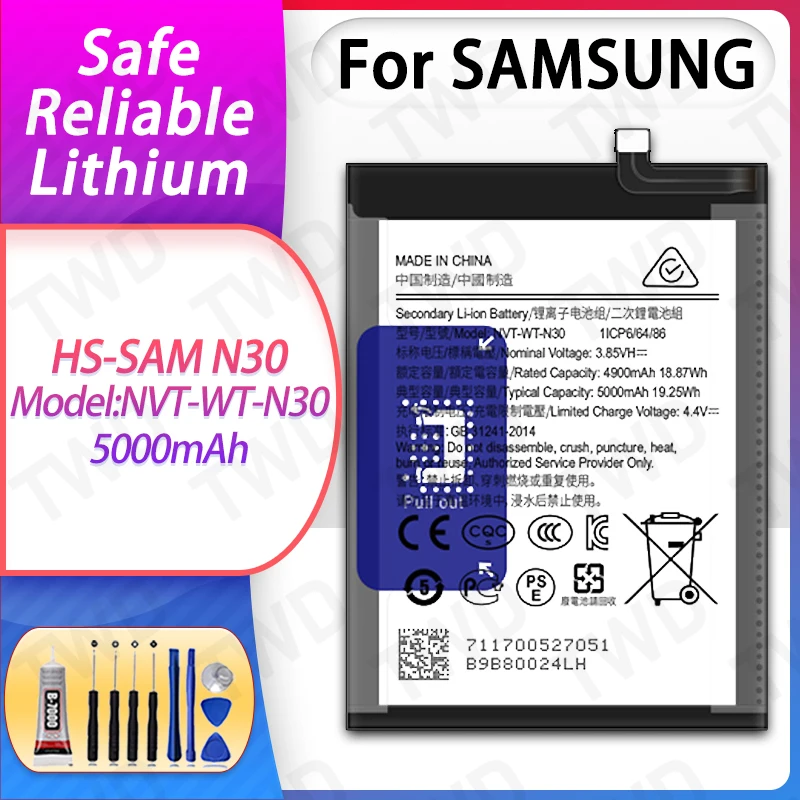 

NVT-WT-N30 Large capacity 5000mAh Battery For Samsung HS-SAM N30 Batteries New High Quanlity+Free Tools