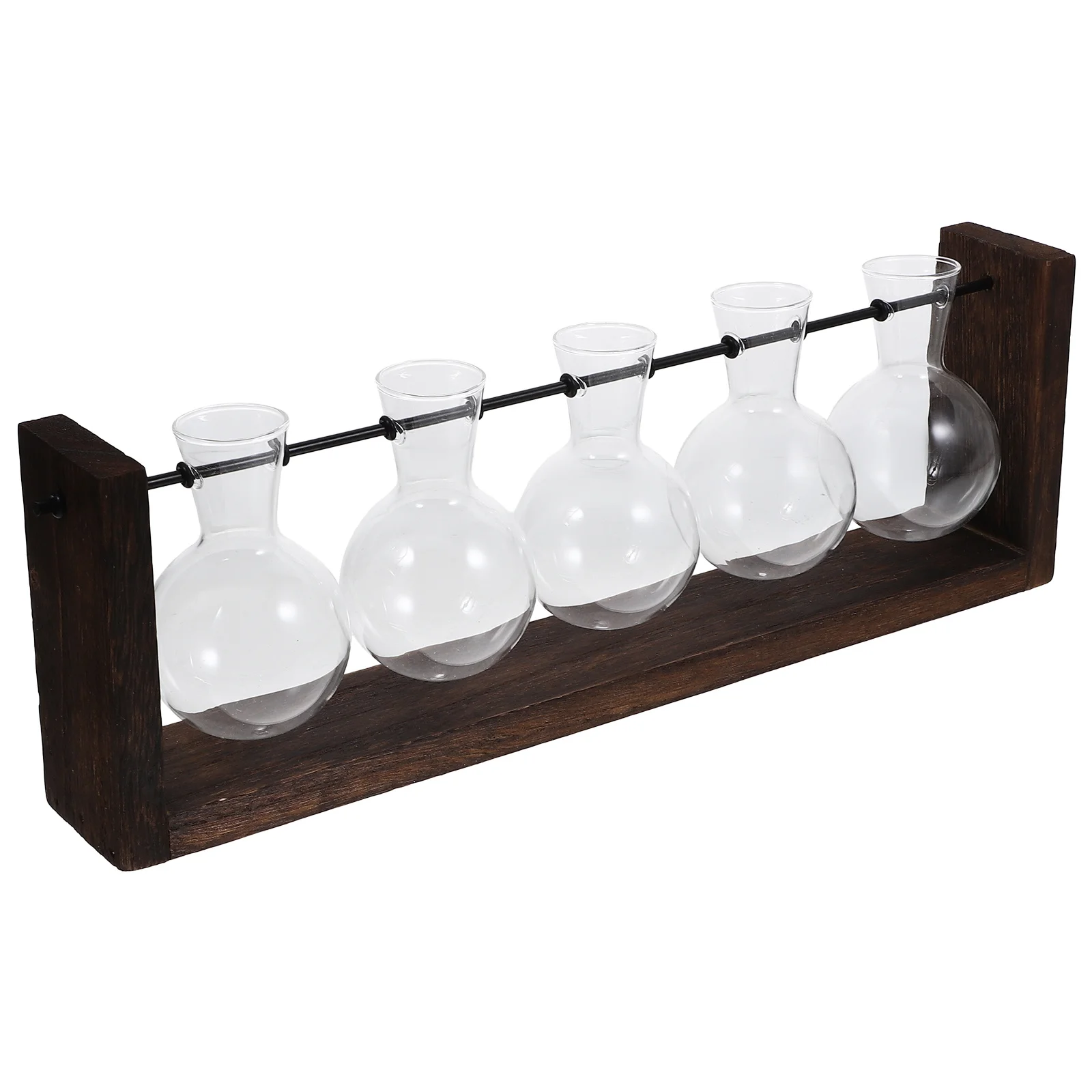 

Wall Hanging Glass Planter Vase Natural Wood Stand For Indoor Plants Hydroponic Vase Decor Home Glass Planter Wall Mount