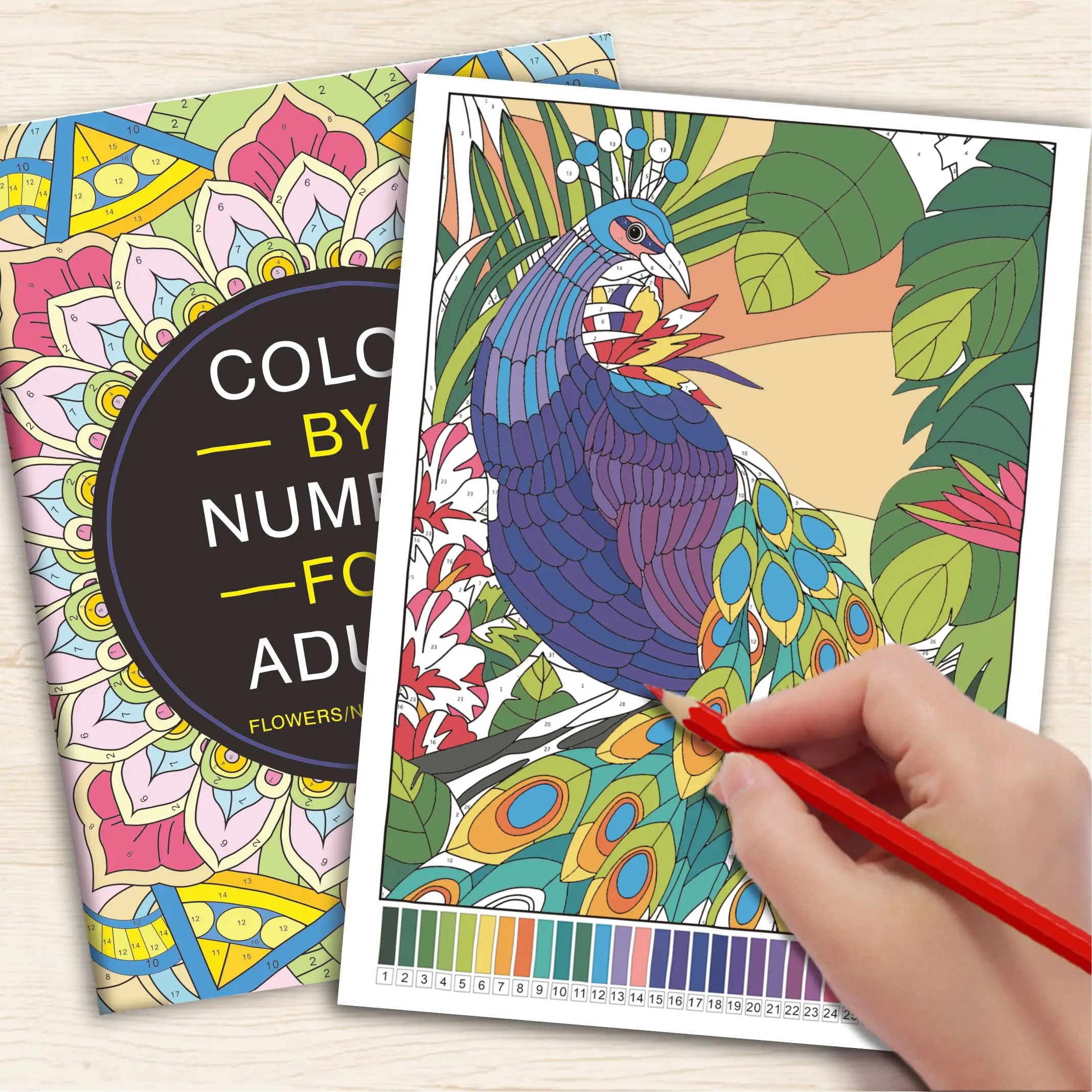 

Color By Number for Adults Coloring Book, 32 Pages Nature Flowers Animals Themed Stress Relief Art Supplies