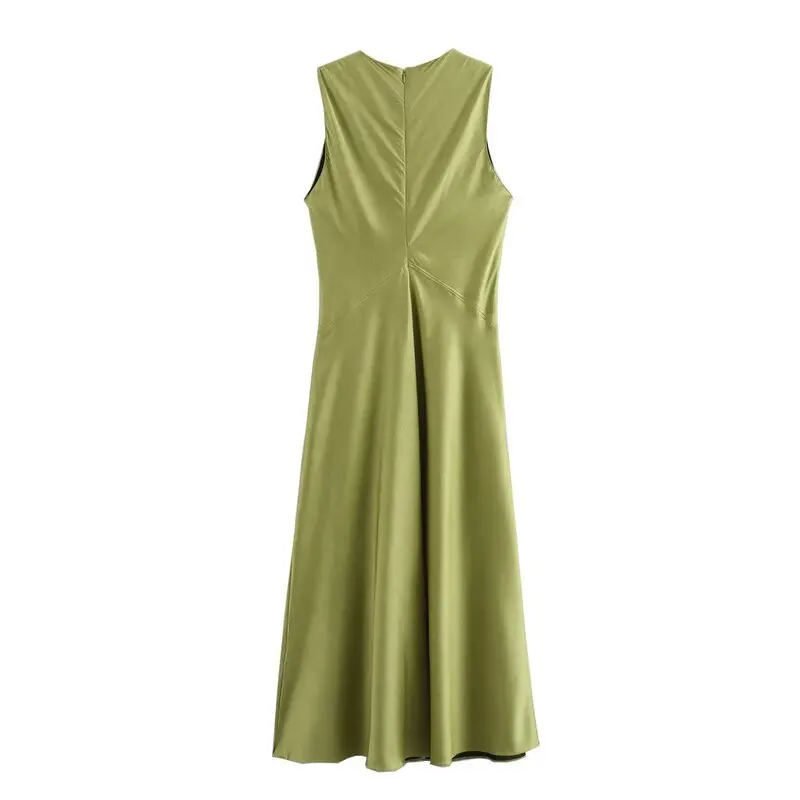 Ele Summer 2024 Women's Long Svel Satin Dr อเนกประสงค์ Quali Commute Sle ชิ้นเดียว วัสดุอื่นๆ 00%