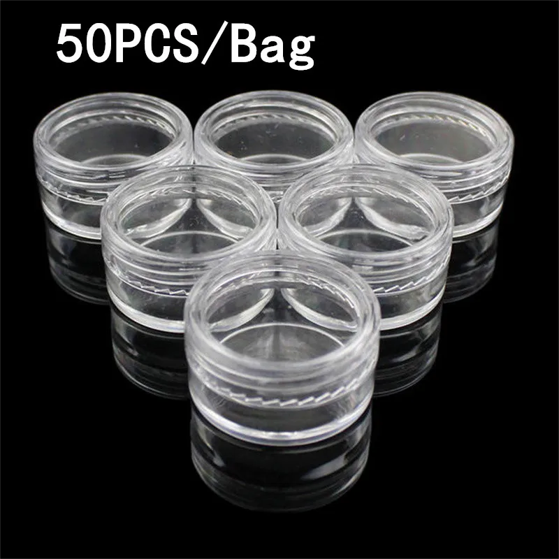 5/50 قطعة جرة كريم واضحة عينة زجاجات 2.5 جرام حاويات مستحضرات التجميل لفن الأظافر علبة صغيرة شفافة القصدير للبلسم #1