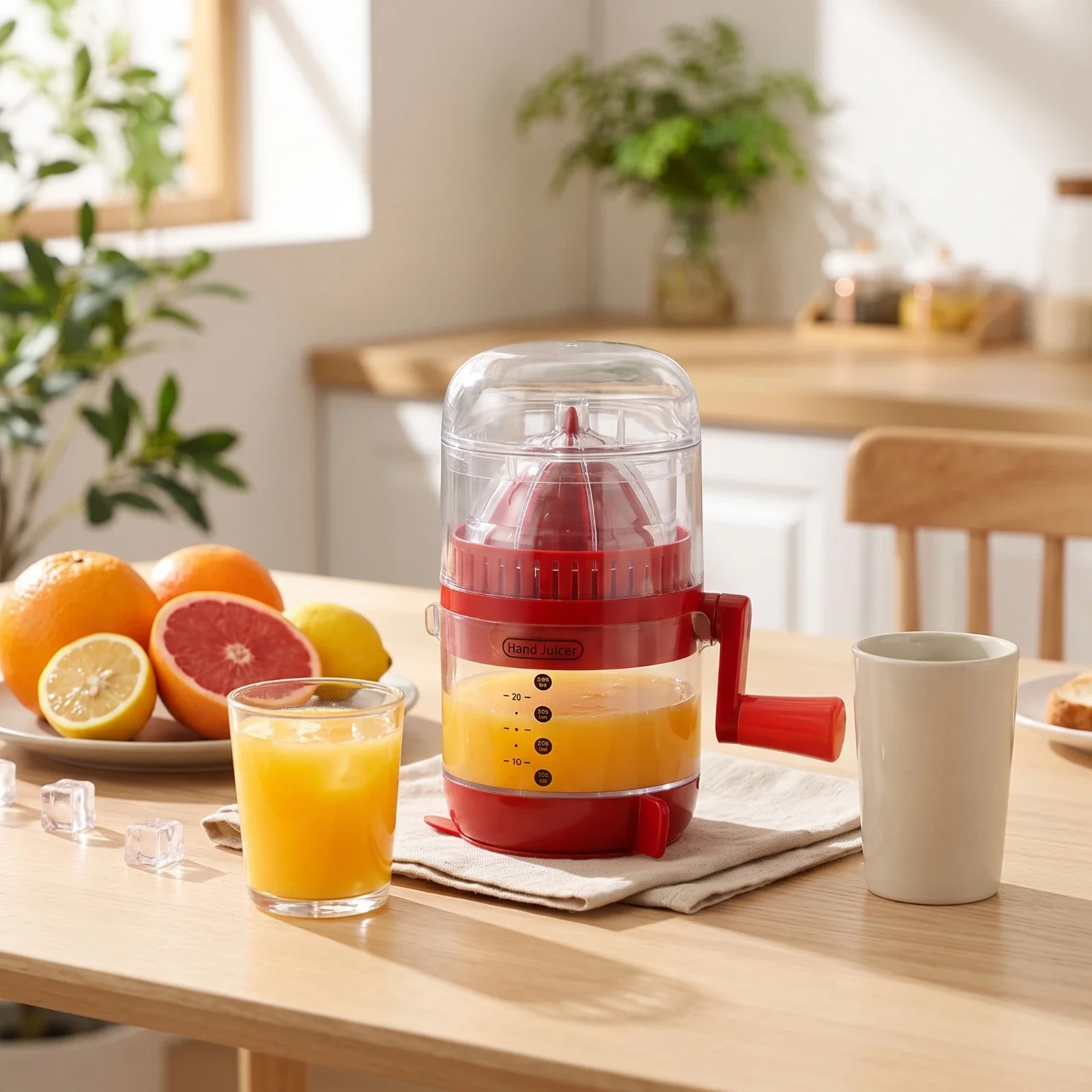 Manual Citrus Juicer Compact Hand-Crank Juicer Citrus Press Detachable Handheld Juice Press Non-Slip for Kitchen, Dorm Room