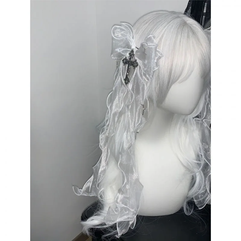 1 ペア手作りロリータちょう結び頭飾り女の子ダブルポニーテールクロスちょう結びヘアクリップ人形クリップかわいい JK ヘアアクセサリーギフト