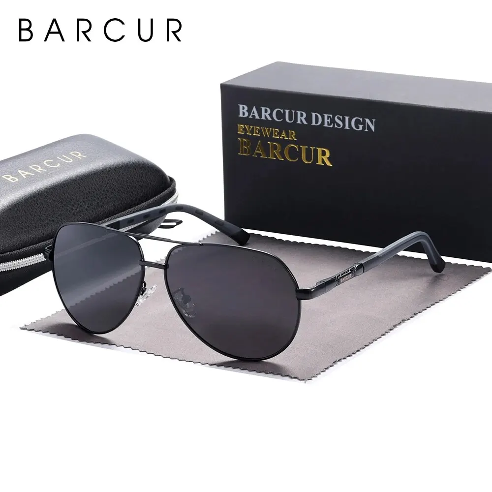 BARCUR Vintage Sunglasses Men Polarized Coating Classic Sun Glasses Women Shade Male Driving Accessories Eyewear