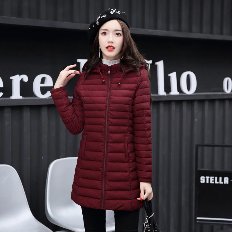 Winter Middle-aged Women Detachable Hooded  Warm Coat Largesize Loose Cotton Medium Long Outerwear Female Casual