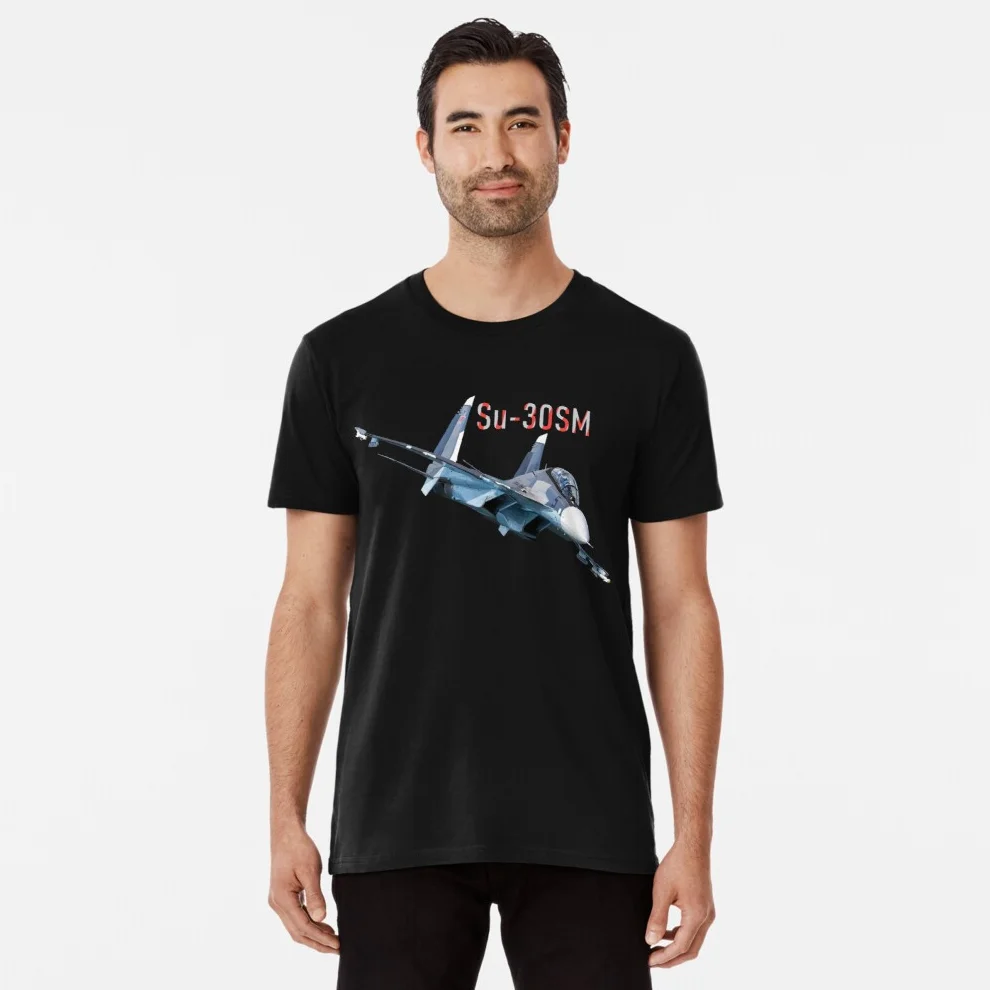 

Russian Sukhoi Su-30SM Multirole Fighter Aircraft T Shirt. New 100% Cotton Short Sleeve O-Neck Casual Mens T-shirts Size S-3XL