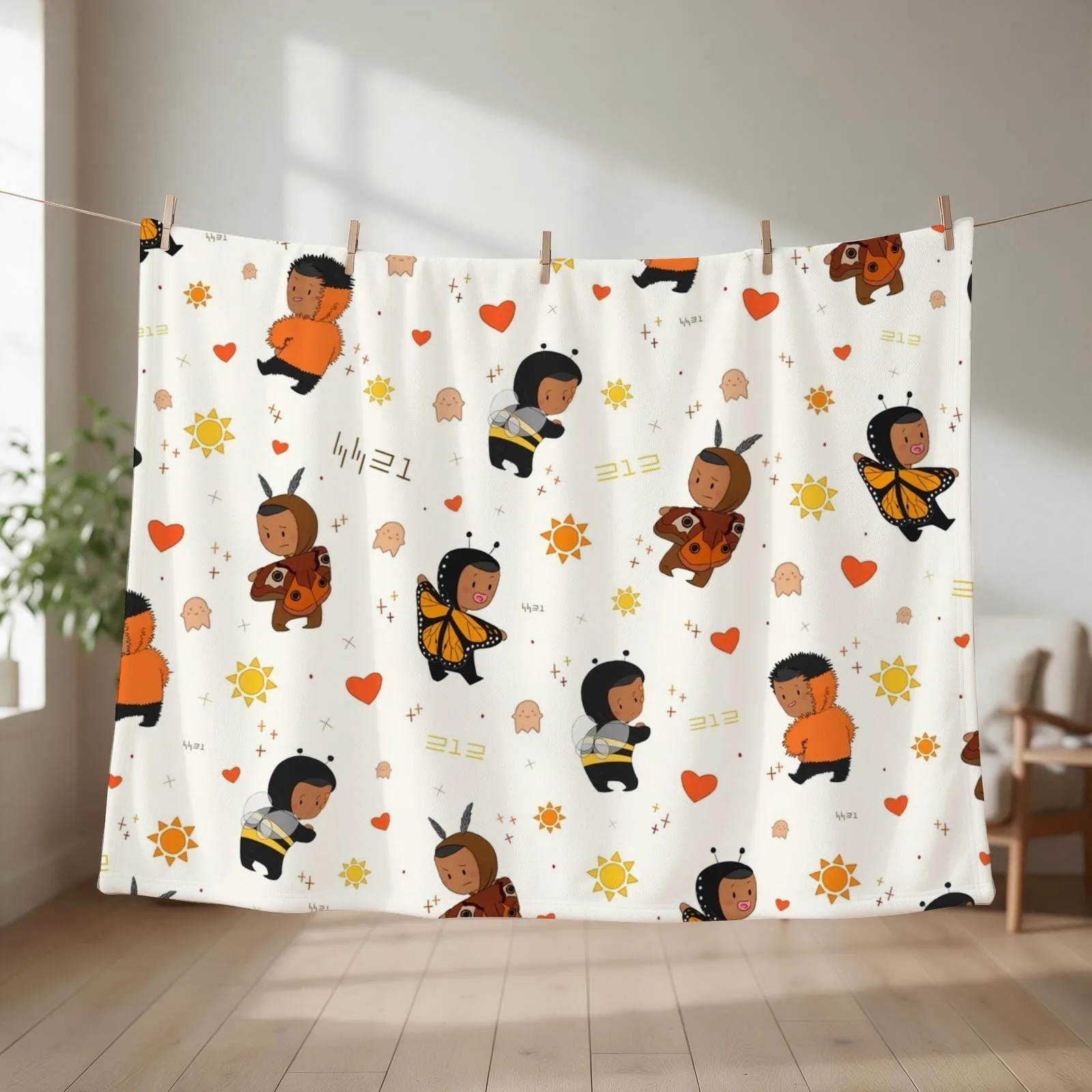 Bug Battalion Scatter Print Throw Blanket Plaid on the sofa Soft Beds Furrys Fashion Sofas Blankets