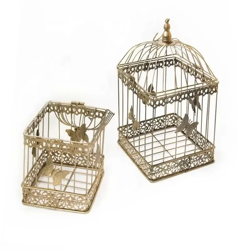 Gold Handmade Metal Birdcage Hook Wedding Table Centerpiece Decoration Display Craft