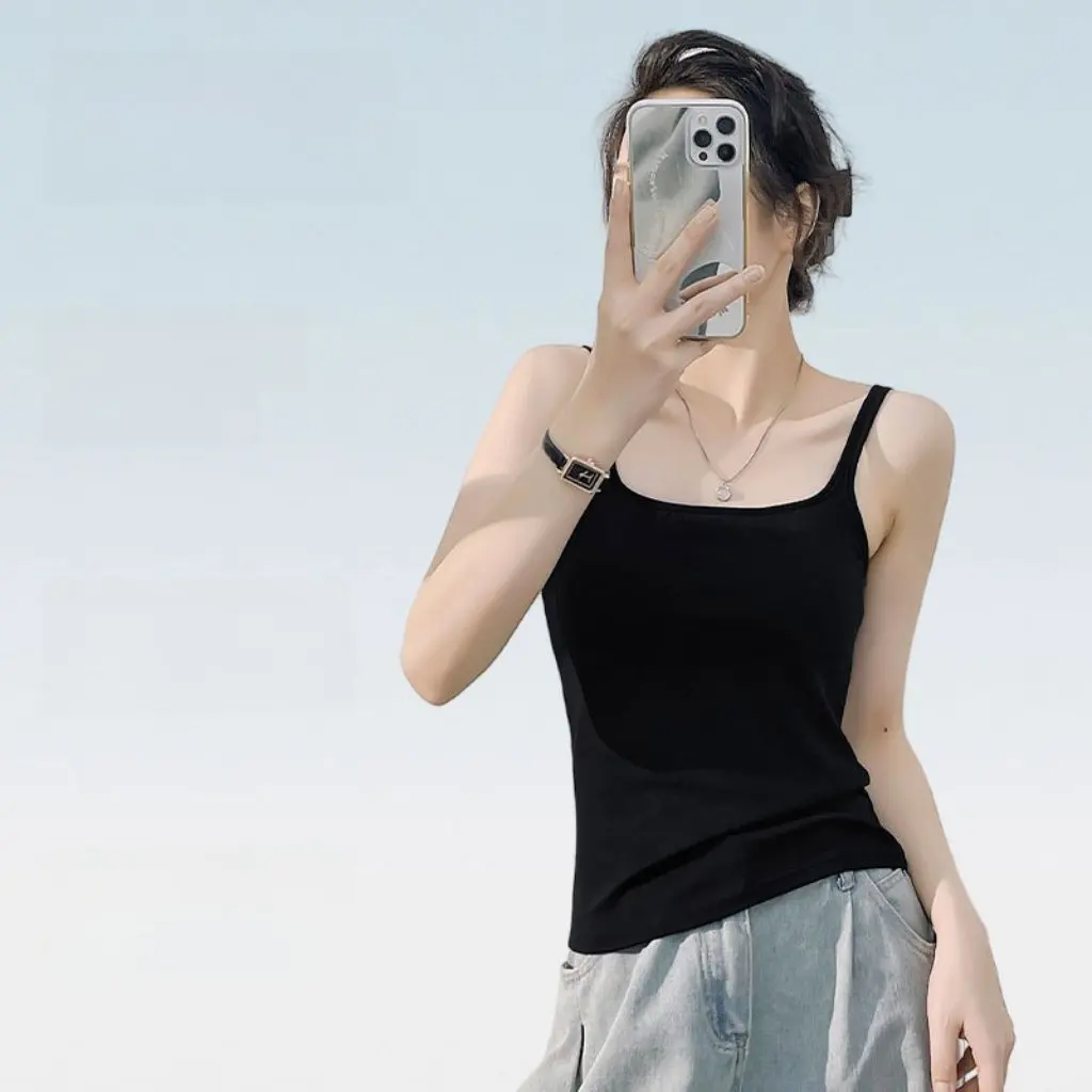 

Women's Vest with Breast Pads Non-Running Cup All-In-One Non-Removable Inner Wear High-End Suspender Tube Top Outer Wear