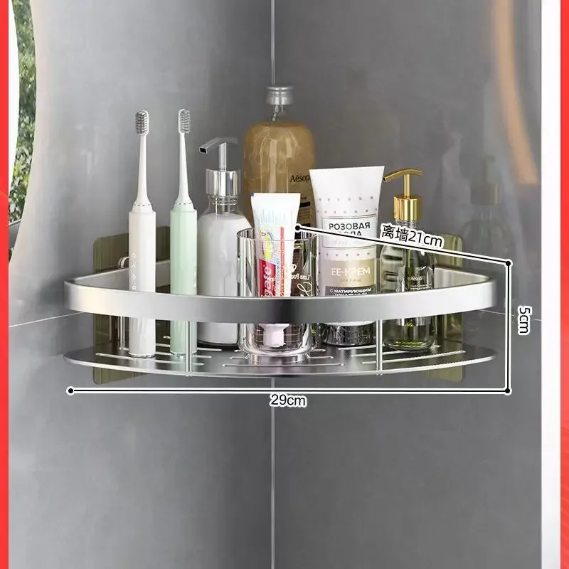 Bathroom Shelf Aluminum Alloy Shampoo Rack Makeup Storage Organizer Shower Shelf Bathroom Accessories No Drill Wall Corner Shelf