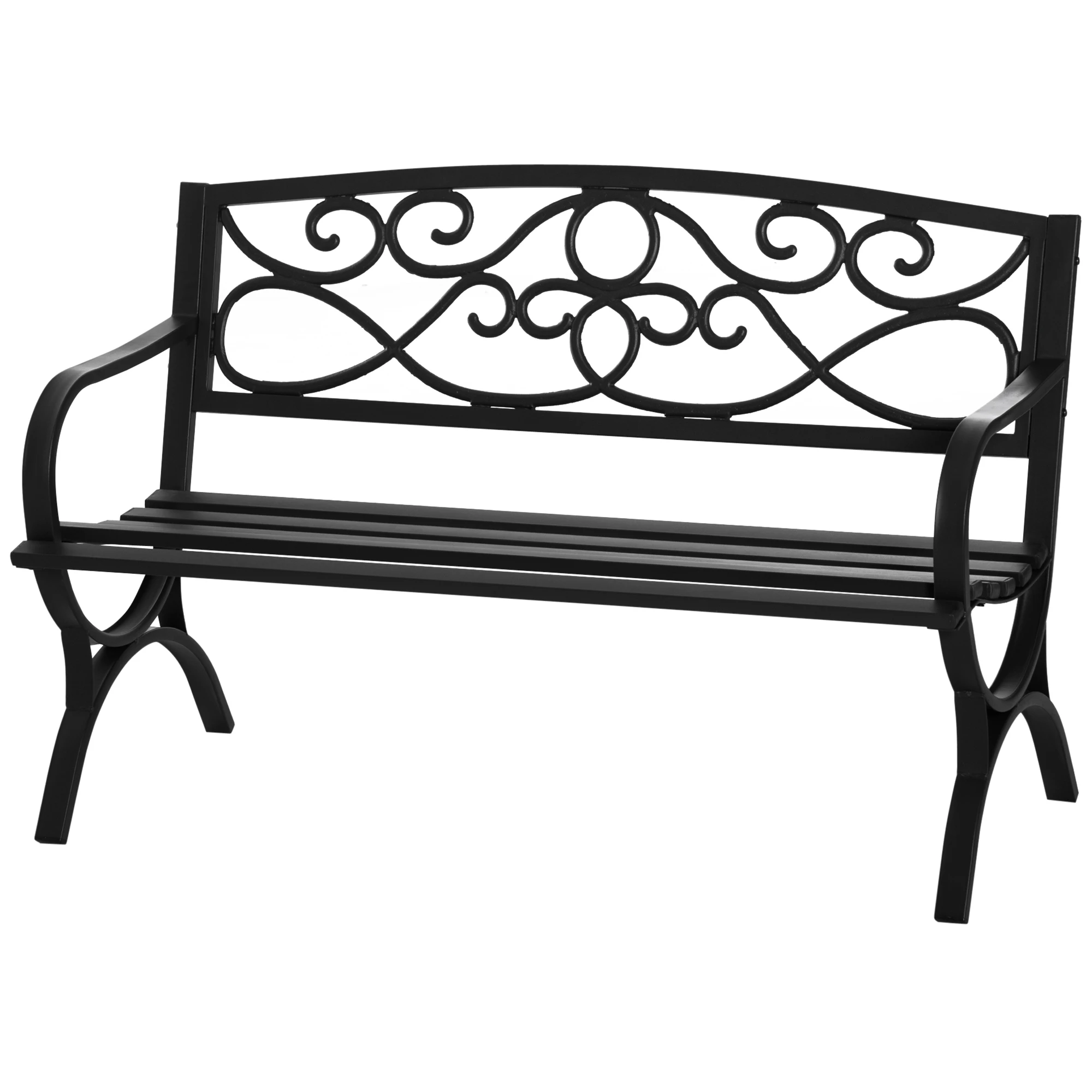 Outsunny Banco de Jardín Terraza 2 Plazas con Reposabrazos Vintage 128x58,5x85cm