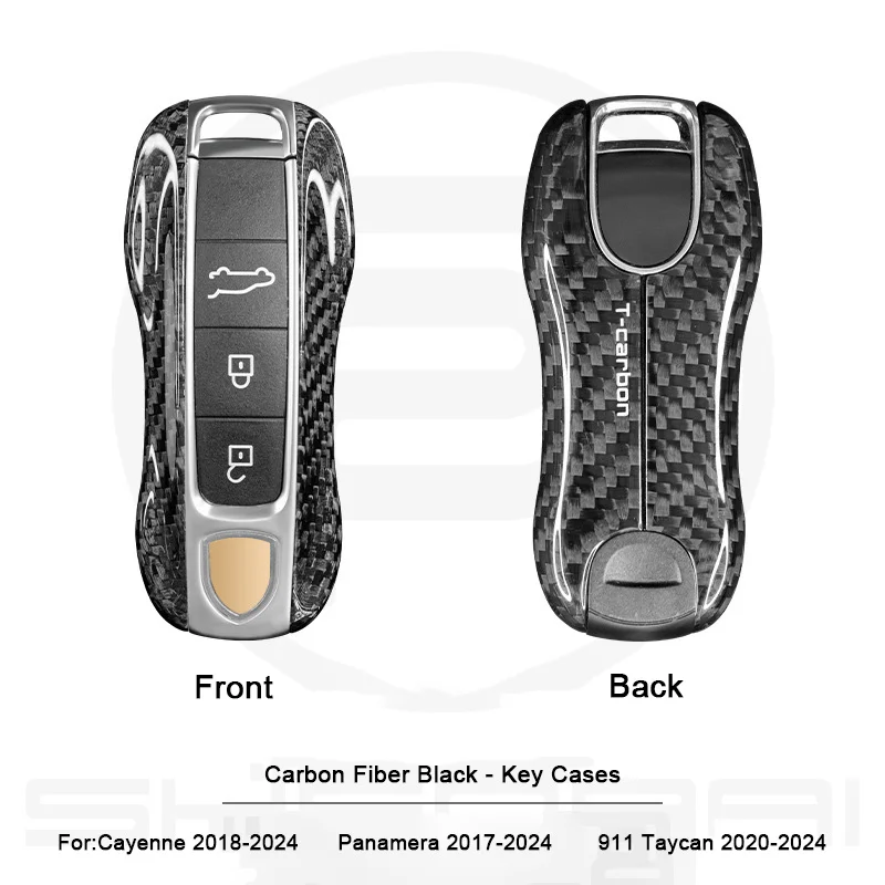 Real Carbon Fiber For Porsche Cayenne Panamera 718 911 Taycan Macan 14-2025 Car Remote Key Fob Case Cover Cap Replacement Shell