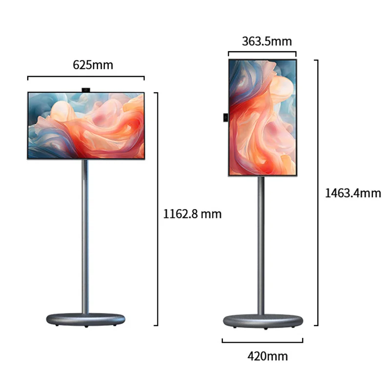 27 Polegada portátil smart tv android 13 câmera embutida 6 + 128g tela de toque rotativa 9600mah recarga display inteligente monitor cinza