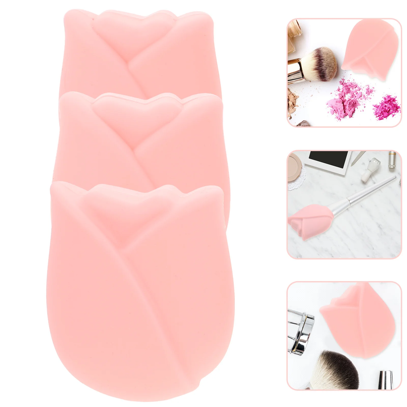

3pcs Silicone Makeup Brush Holder Travel Brush Protector Cover For Foundation Concealer Eyeshadow Brushes Portable
