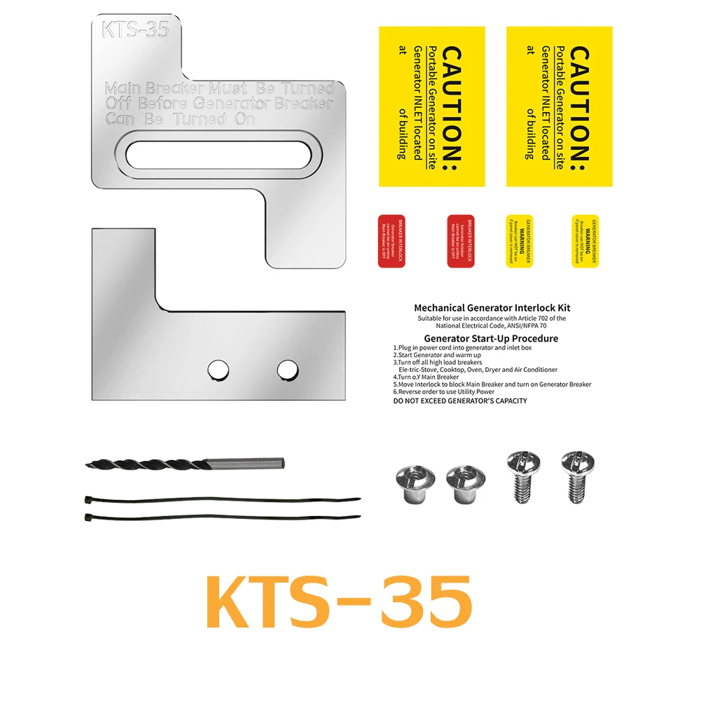 KTS-35 Generator Interlock Kit For Challenger 200 Amp Panel For Westinghouse 200 Amp Panel