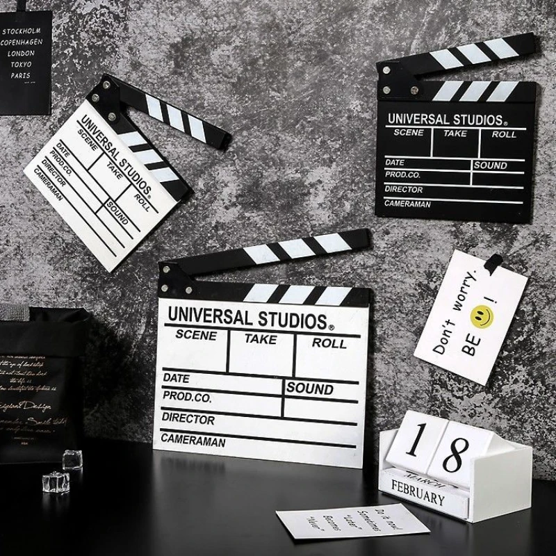 Creative Wooden Movie Play Board, Modern Simplicity Clapper Board, Shooting Props, Shop Window, Bedroom Room Tabletop Decoration