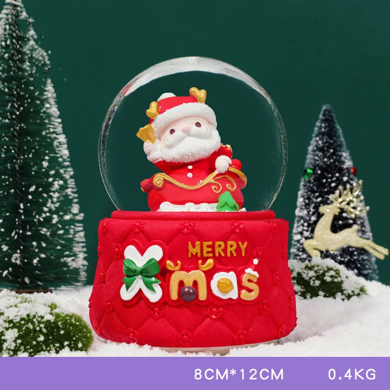 Ever Bright Christmas Music Box with Modern Design Hot Sale Santa Crystal Glass Ball